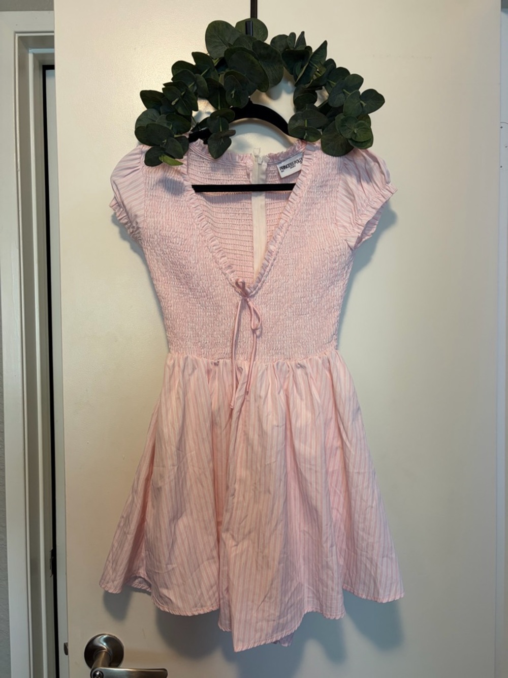 Princess Polly Light Pink Smocked V-Neck Romper